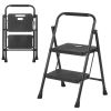 Portable Folding 2 Step Ladder with Wide Anti-Slip Pedal