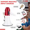 5 Core Megaphone Bullhorn Speaker 60W Professional Bull Horn Battery Power Cheer Megafono 1200 Ft Range Loudspeaker W Siren Recording Ergonomic Handle