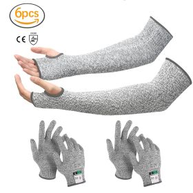 6pcs Multi-purpose Abrasion-resistant and Cut-resistant Sleeve and Glove Combination - Durable PE Material for Use in The Kitchen, Gardening (size: L)